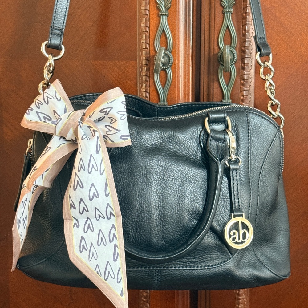 Audrey Brooke Pristine black 
buttery pebbled Leather Doctor Satchel & Crossbody